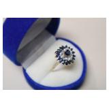 3.6 GR 14K GOLD SAPPHIRE & DIAMOND RING SIZE 7.75