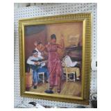 GOLD ORANTE FRAMED BLACK MUSICIANS PAINTING