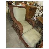 WICKER ARM CHAIR W/ FOOT OTTOMAN