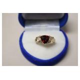 3.9 GR 14K GOLD 2CT GARNET .20CT DIAMONDS RING
