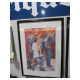 ARTIST SIGNED WATERCOLOR STYLE JAZZ MUSICIAN PRINT