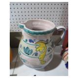 LARGE HAND PAINTED ITALIAN POTTERY PITCHER