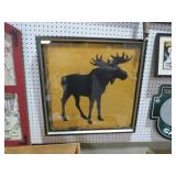 FRAMED METAL MOOSE CROSSING SIGN