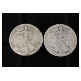 DATELESS P & 1941 P WALKING LIB. HALF DOLLARS 90%