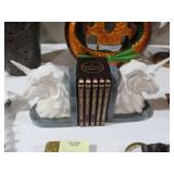 UNICORN BOOKENDS WITH BOOKS