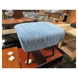 MID CENTURY STYLE BLUE FOOT OTTOMAN