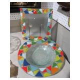 2 PC ART GLASS BOWLS