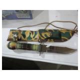 CAMO HUNTING & SURVIVAL KNIFE W/ SHEATH