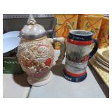 (2) CHRISTAMS & BUDWEISER BEER STEINS