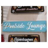 WOOD POOLSIDE LOUNGE ADV. SIGN
