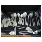 BOX OF VINTAGE SILVER PLATED FLATWARE WITH BOX