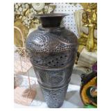 LARGE PIERCED METAL VASE