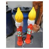 PAIR OF VINTAGE CANDLE LIGHT UP BLOW MOLDS