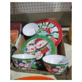 COLLECTIONOF CHRISTAMS SEVING TRAYS,PLATES & BOWLS