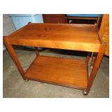 ROLLING WOOD 2 TIER TABLE