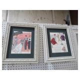 (2) ORNATE WOOD FRAMED LADIES CLOTHING ADV. PRINTS