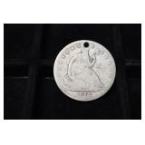 1862 S SEATED LIBERTY HALF DOLLAR 90% HOLED