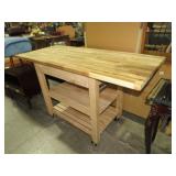 WOOD 1 DWR ROLLING KITCHEN ISLAND TABLE