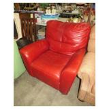 RED LEATHER OVERSIZED CHAIR - USED