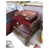 COLLECTION OF WOOD STORAGE CIGAR& FLATWARE BOXES