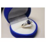 3.3 GR 14K GOLD 1CT SAPPHIRE .20CT DIAMONDS RING