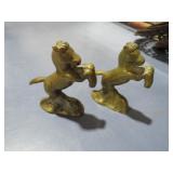 PAIR OF MINI BRASS HORSES FIGURINES