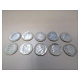 (10) ROOSEVELT DIMES VARIOUS DATES & MM 90%