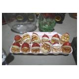 CARVED WOOD SANTA ORNAMENTS