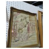 GOLD ORNATE FRAMED VICTORIAN LADIES TAPESTRY