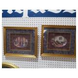 PAIR GOLD FRAMED  VICTORIAN PARTY PRINTS