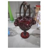 FENTON RUBY RED HOBNAIL COMPOTE