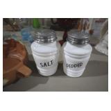 MILK GLASS RIBBED SALT & PEPPER SHAKERS
