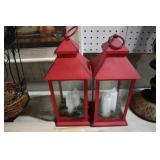 PAIR OF RED PLASTIC BATTERY OP CANDLE HOLDERS