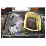 LARGE PLASTIC TOTE & LARGE COLLECTION OF NAILS