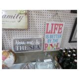 WOOD & METAL POOL&YOU,ME & THE SEA SIGNS