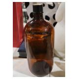 VTG LARGE BROWN/AMBER APOTHECARY BOTTLE 14X6