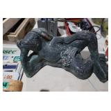 VINTAGE 13" CONCRETE FROG STATUE