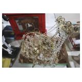 BRASS & CRYSTAL VINTAGE HANGING LIGHT FIXTURE