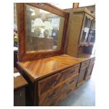 SOLID PINE 3 DWR DRESSER W/ MIRROR 47X23X72