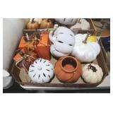 CERAMIC, WOOD FALL PUMPKINS DECOR