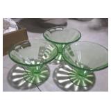 (3) VINTAGE VASELINE SHERBET CUPS
