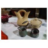 COLL. NICE POTTERY SUGAR, CREAMER, MISC