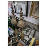 BEAUTIFUL ANTIQUE BRASS AND IRONS