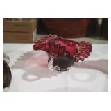VINTAGE FENTON HOBNAIL RUBY RED FLUTED BASKET
