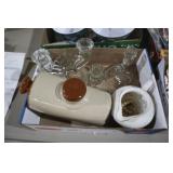 PAIR GLASS CANDLEABRAS, MISC