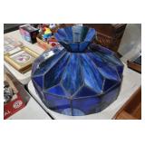 VTG TIFFANY STYLE BLUE GLASS LAMP SHADE