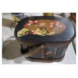 VTG HANDPAINTED LIFT TOP WOOD BASKET