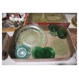 VINTAGE GREEN DEPRESSION GLASS