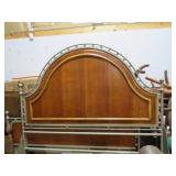 CHERRY FINISH & METAL KING SIZE BED W/ RAILS
