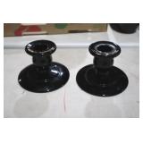 VINTAGE BLACK ONYX CANDLE HOLDERS